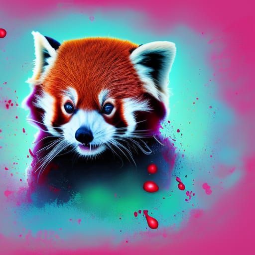 Hyperrealistic Red Panda in Splash Art Style