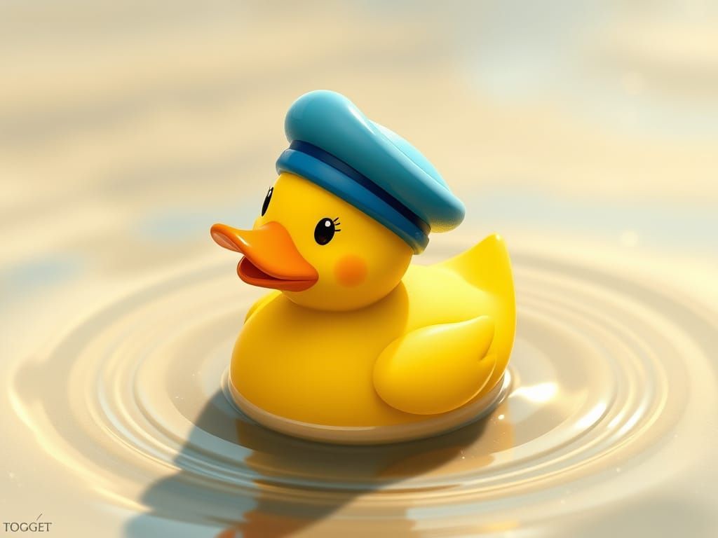Rubber Duck with Sailor Hat in Whimsical Style