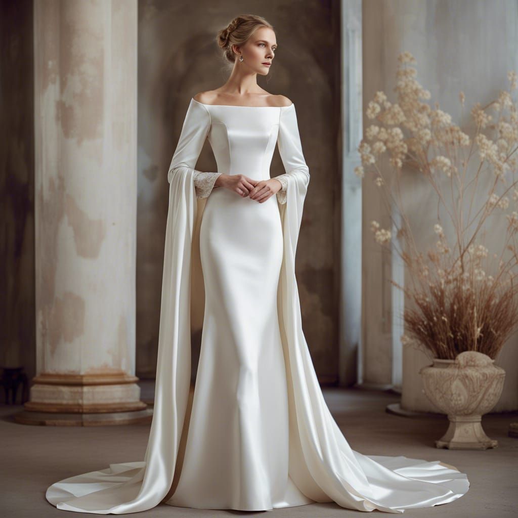 Imperial Russian Court Wedding Dress with Muscovite Sleeves