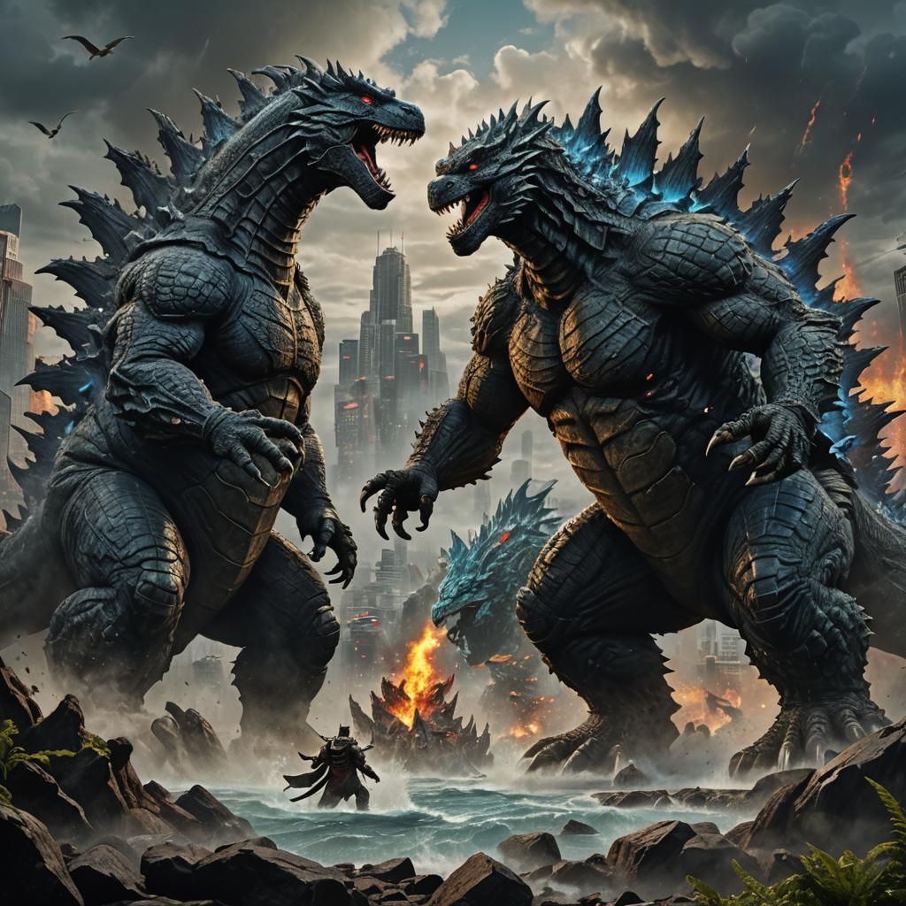 Godzilla and King Ghidorah Fusion: Detailed Concept Art