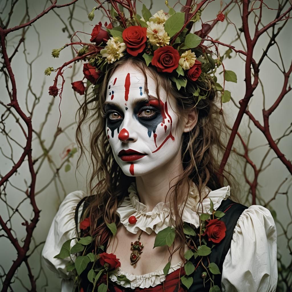 Haunting Clown Portrait in Pop Art Style