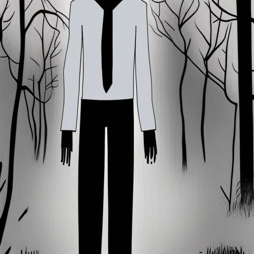 Eerie Depiction of the Slender Man Figure