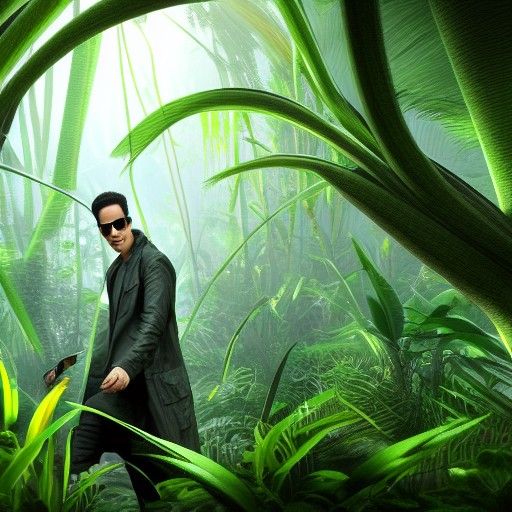 Neo in Jungle: Photorealistic Matrix Concept Art