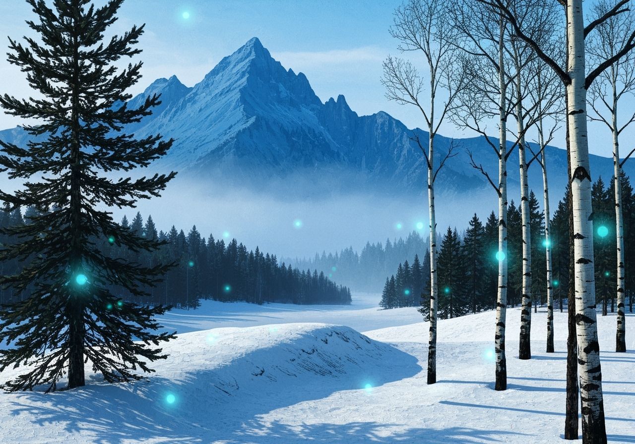 Fantasy Stone Age Winter Landscape in Ethereal Light