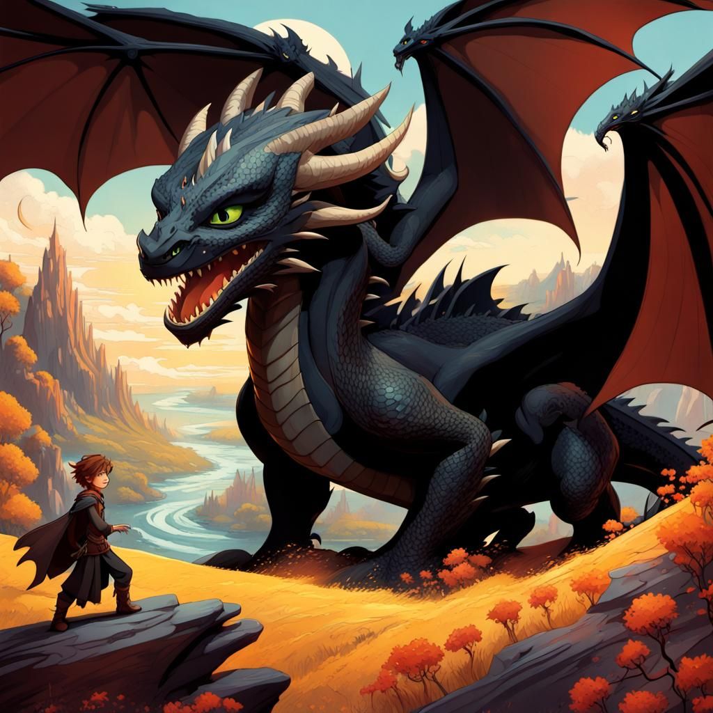 Hiccup and Toothless: DreamWorks Meets Art Nouveau