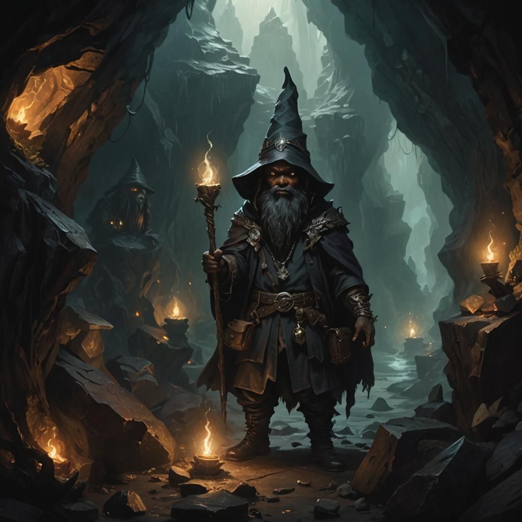Dark Fantasy Gnome Warlock Portrait in Chiaroscuro