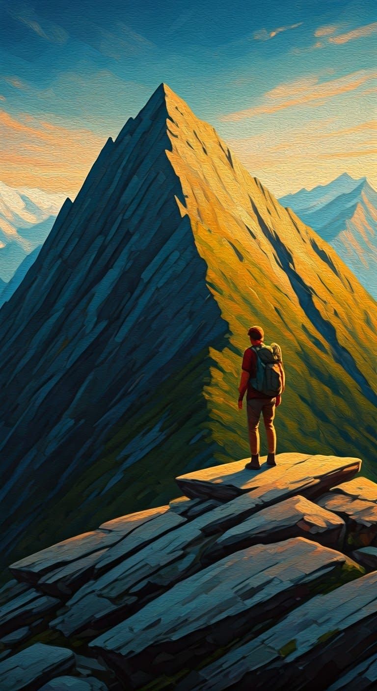 Resilient Hiker Embodies Strength in Majestic Mountain Lands...