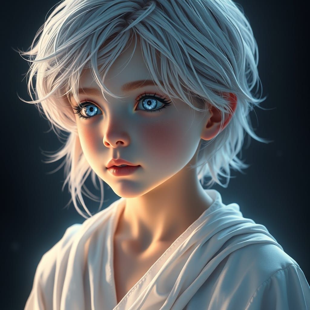 Ethereal Boy with Galaxy Eyes: Concept Art Portrait