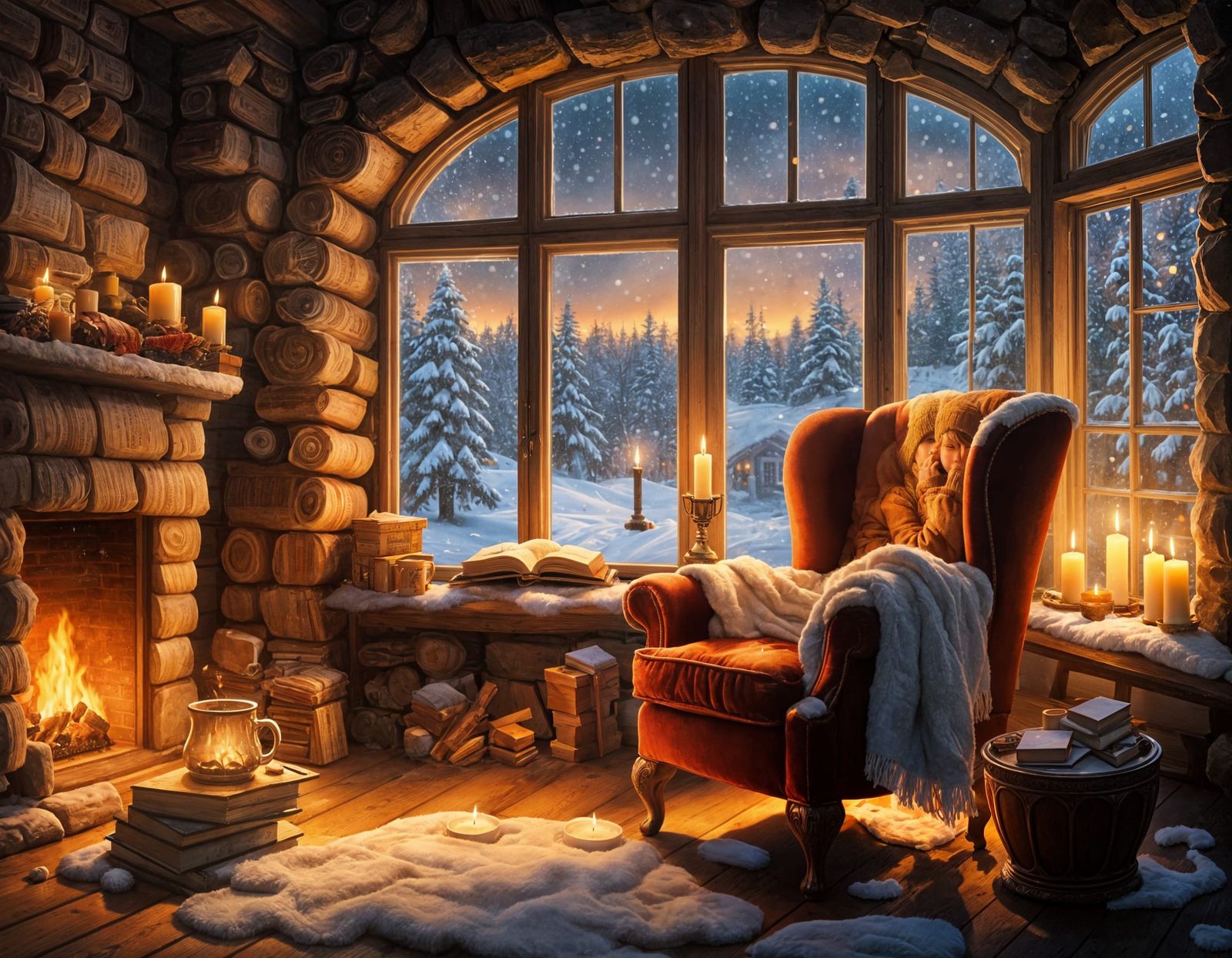 Cozy Winter Evening by the Fireplace