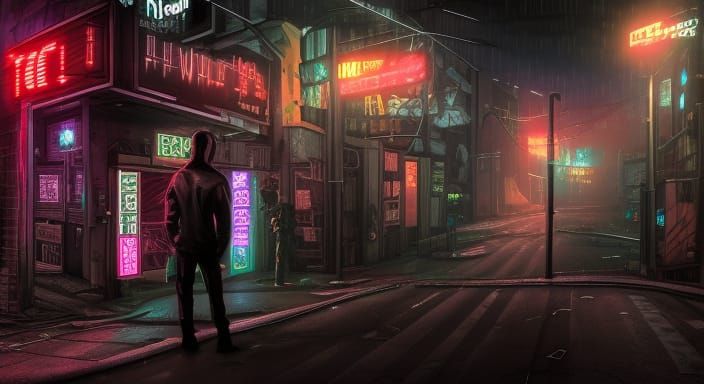Cyberpunk City Street Portrait in 8K Resolution