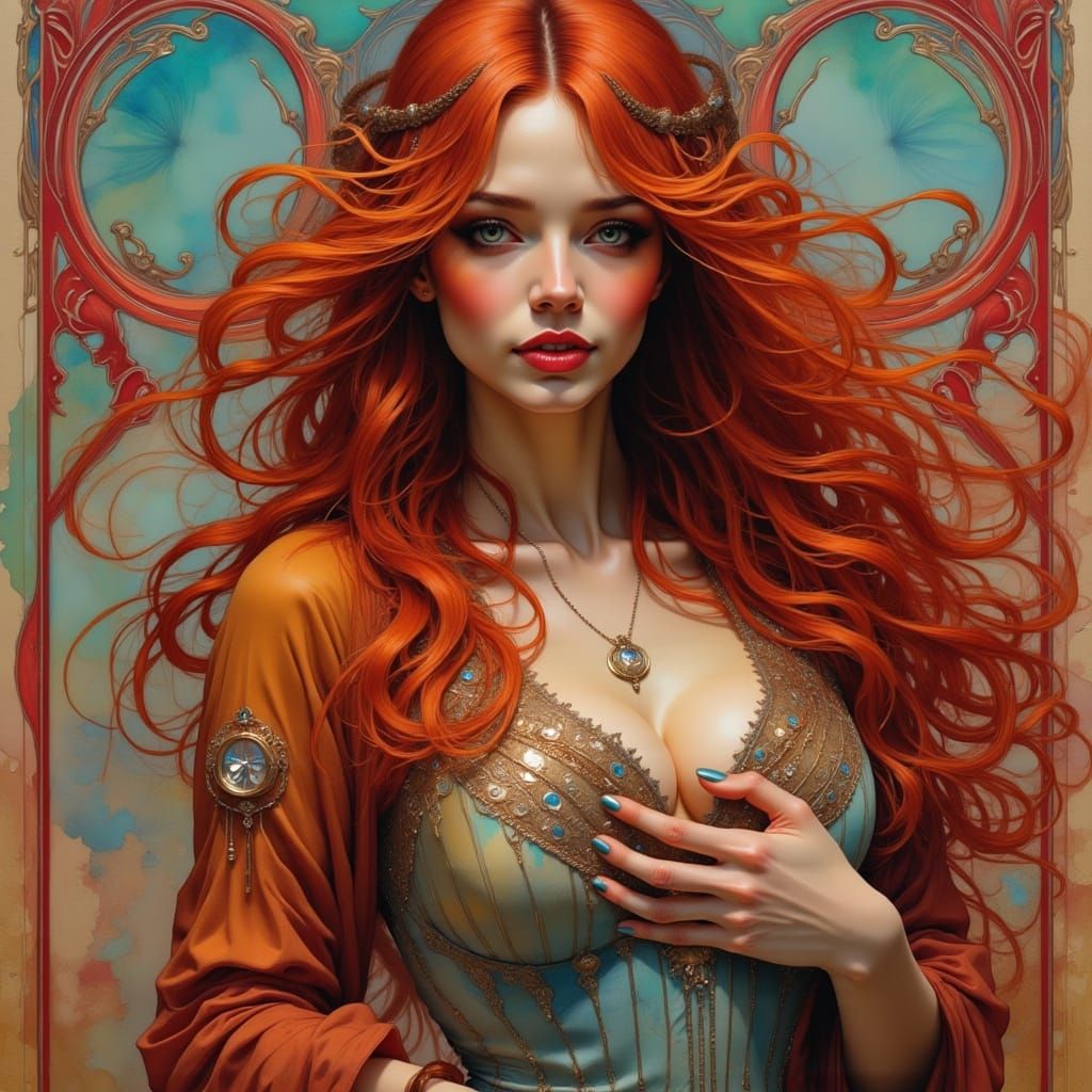 Stunning Woman Saying Goodbye, Hyperrealistic Portrait