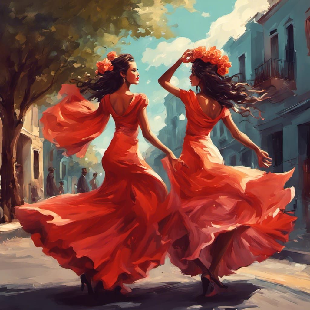 Flamenco Dancers in the Street, Cyril Rolando Style