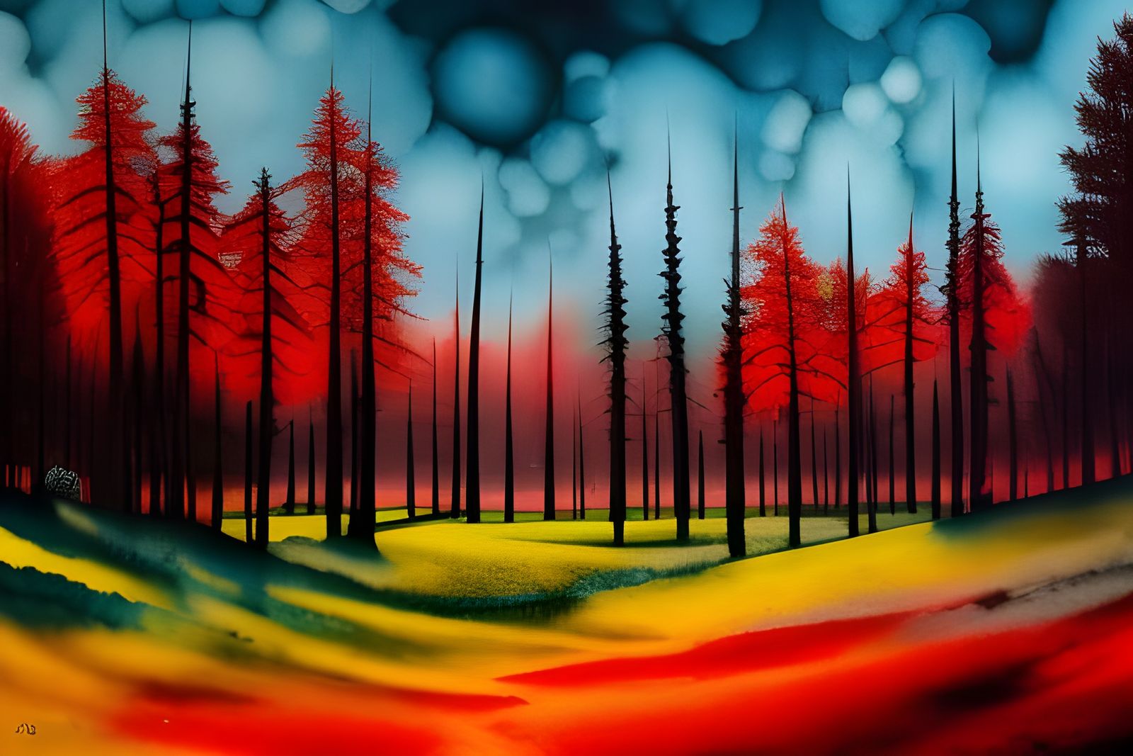 Lynd Ward Style Forest Mixed Media Artwork