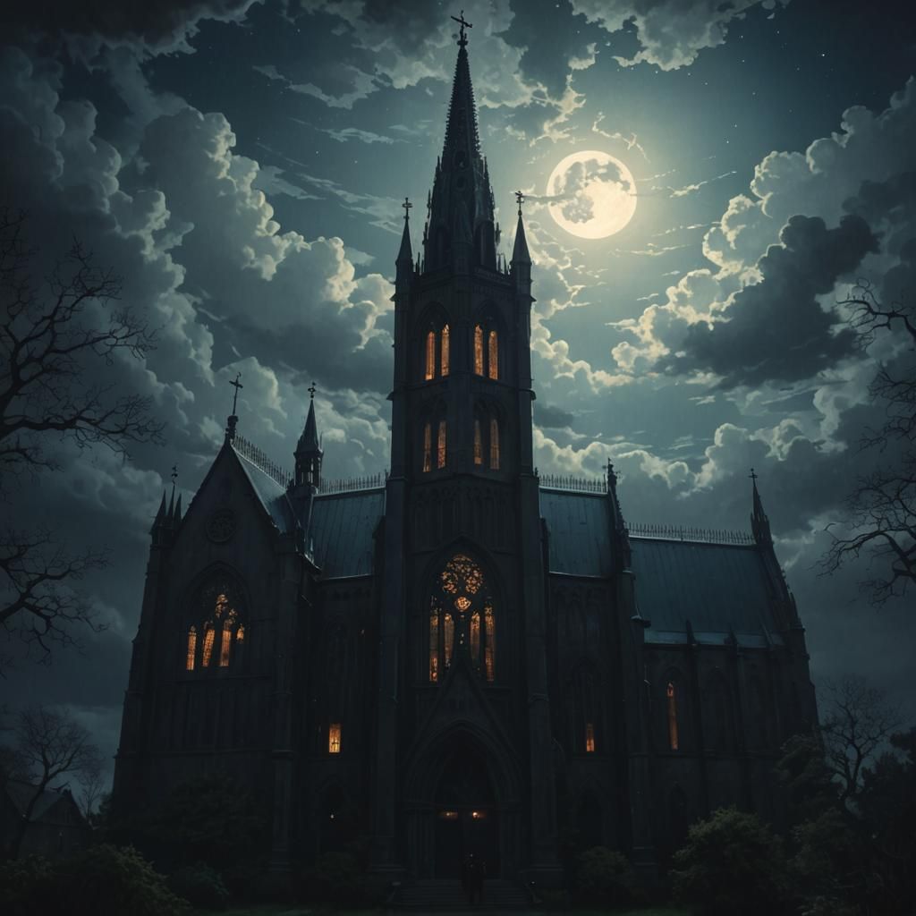 Sinister Gothic Church in Art Deco Style