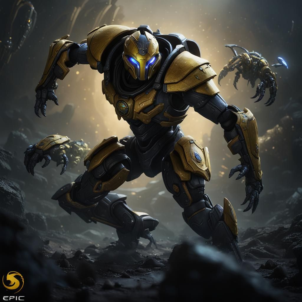 Cyrax Zerg Mask: Detailed 3D Game Cinematic Render