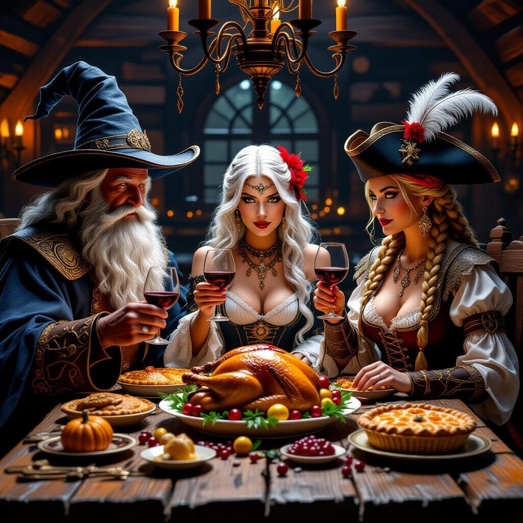 Fantasy Characters Toast Thanksgiving Feast