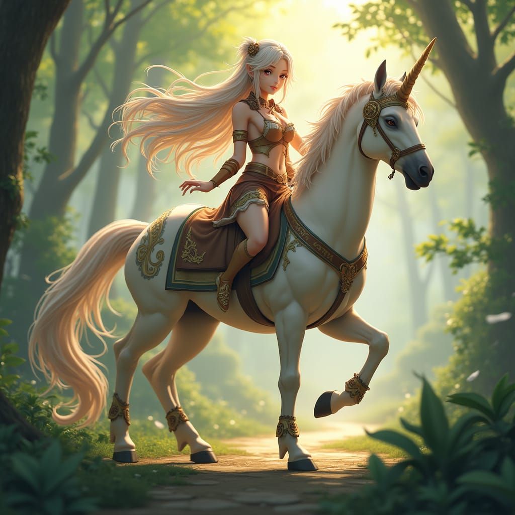 Majestic Centaur in Mystical Forest, Detailed 3D Anime Art