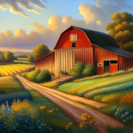 Hyperrealistic Farm Scene in 1921