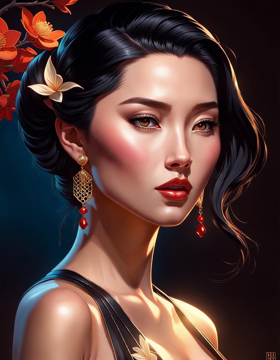 Striking Portrait of Young Chinese Woman: Artgerm Style