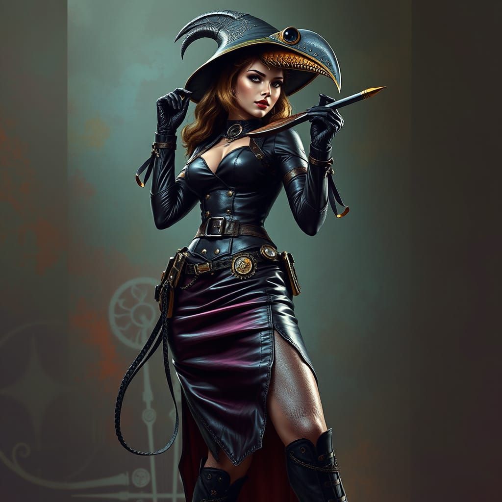 Steampunk Plague Doctor in Hyperrealistic Style