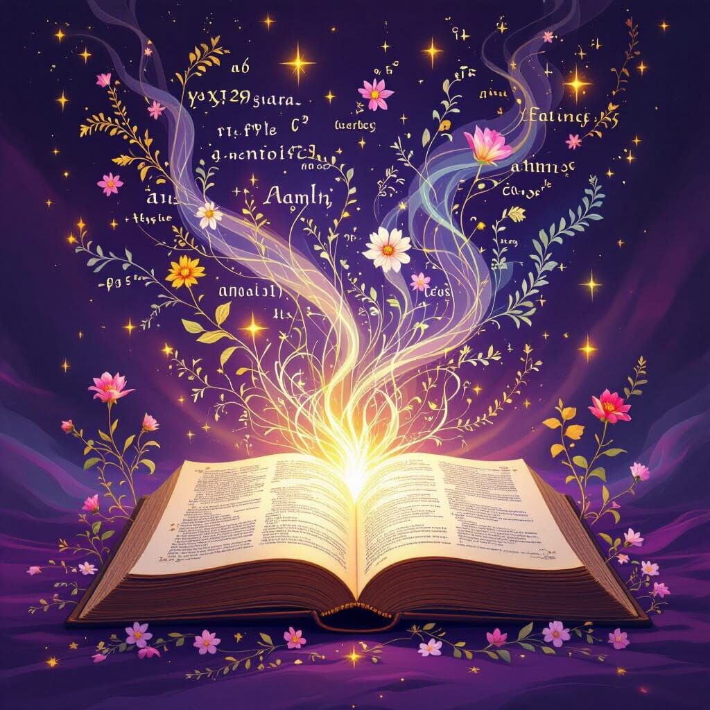 Ancient Book of Wisdom with Mystical Formulas