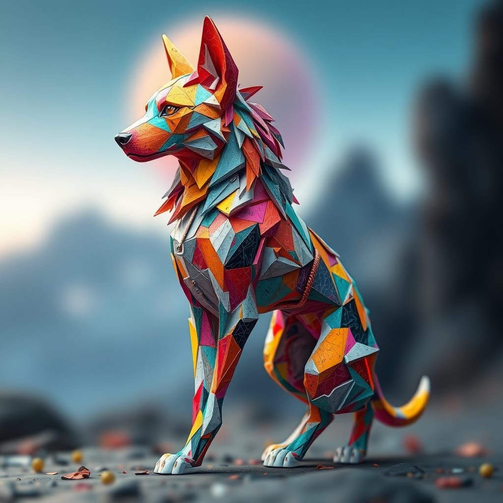 Ethereal Canine Form in 3D Anime Style