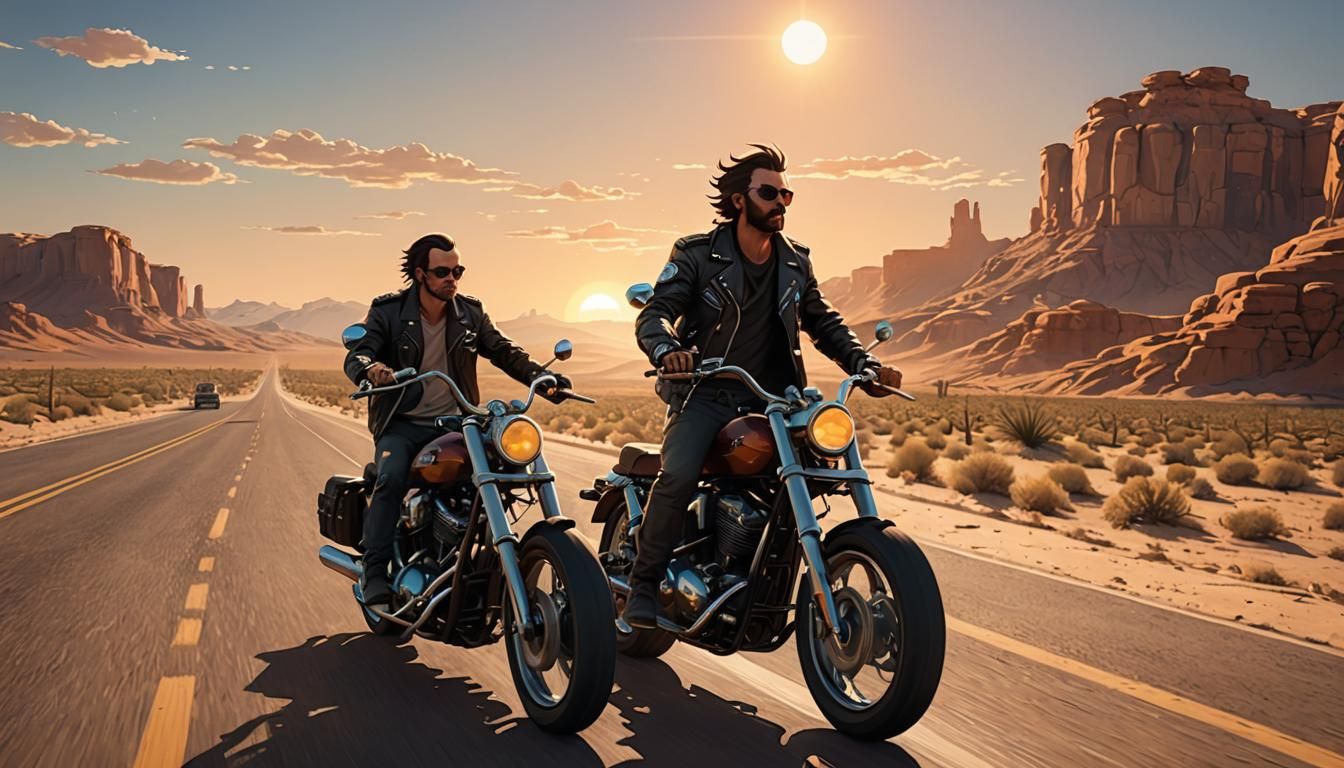 Desert Riders: 3D Anime Art Inspired by WLOP