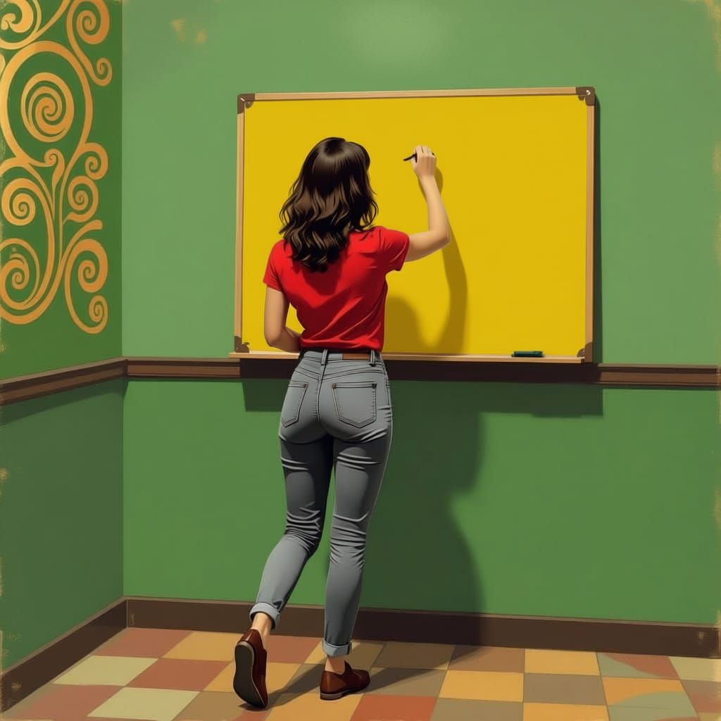 Abstract Cubism With Yellow Board