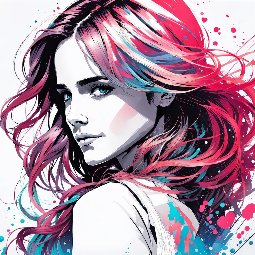 Romantic Liquid Ink Portrait of a Woman