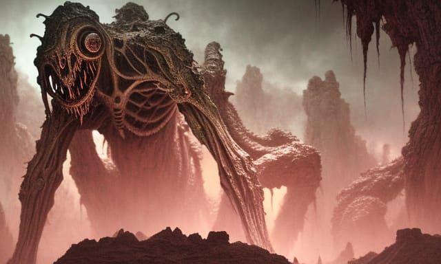 Bioorganic Martian Monster in Biopunk Style