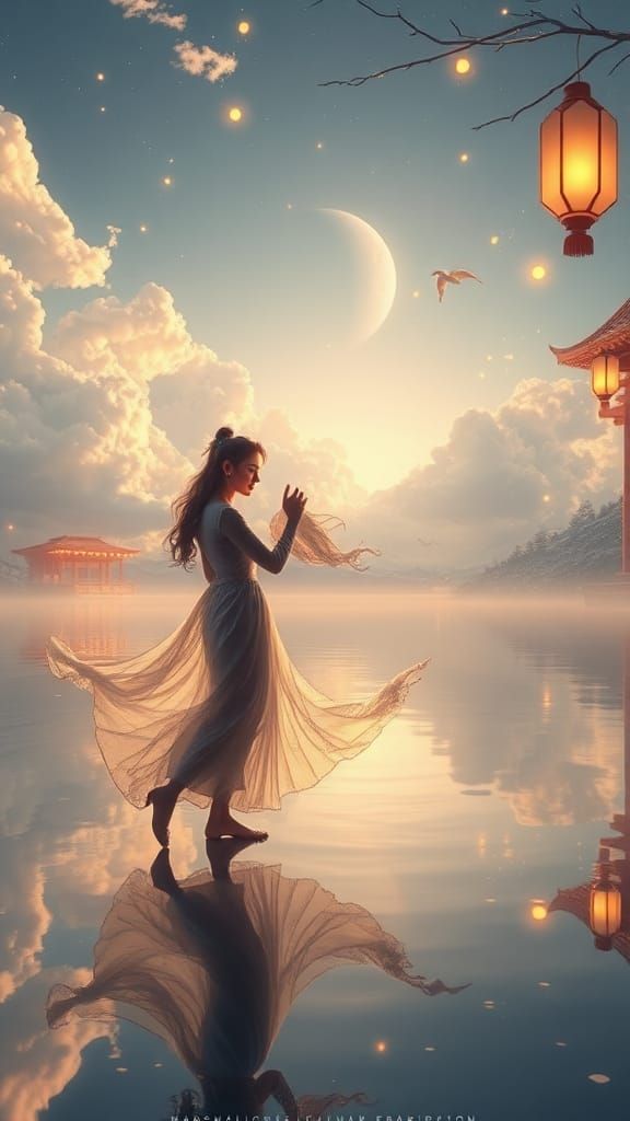 Romantic Dance in Ethereal Celestial Cloudscape