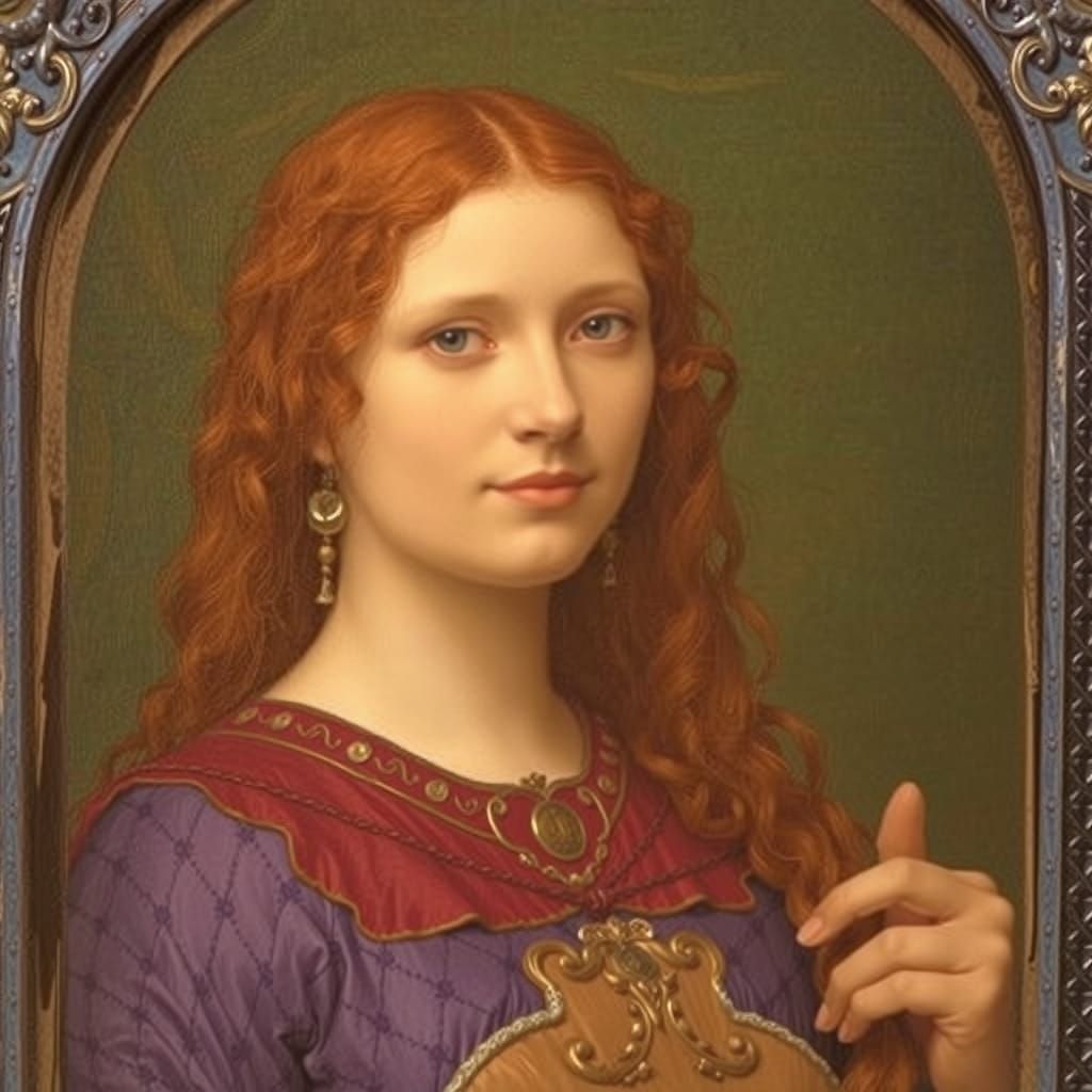 Renaissance Woman in Italian Palace, Golden Lighting