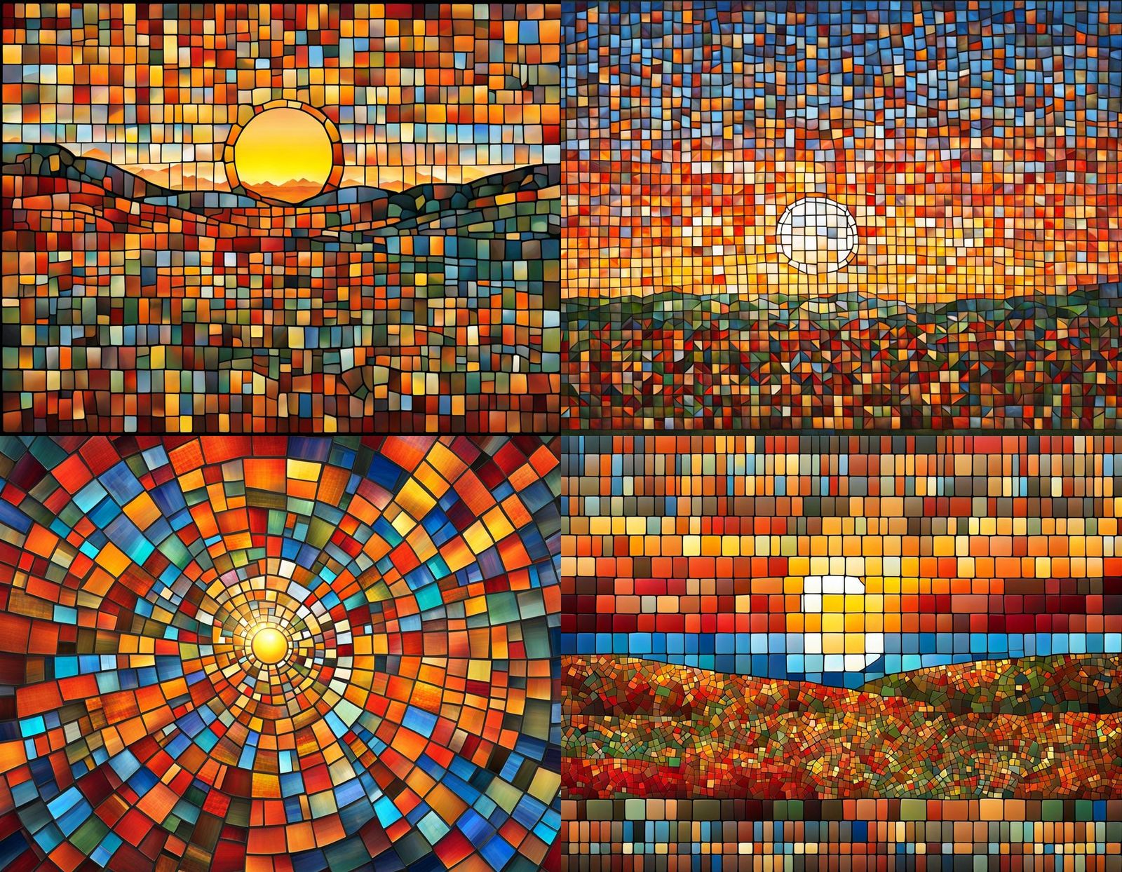 Mosaic Sunset with Autumn Colors