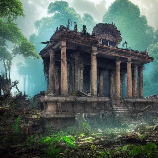 Decaying Jungle Temple: Detailed Matte Painting