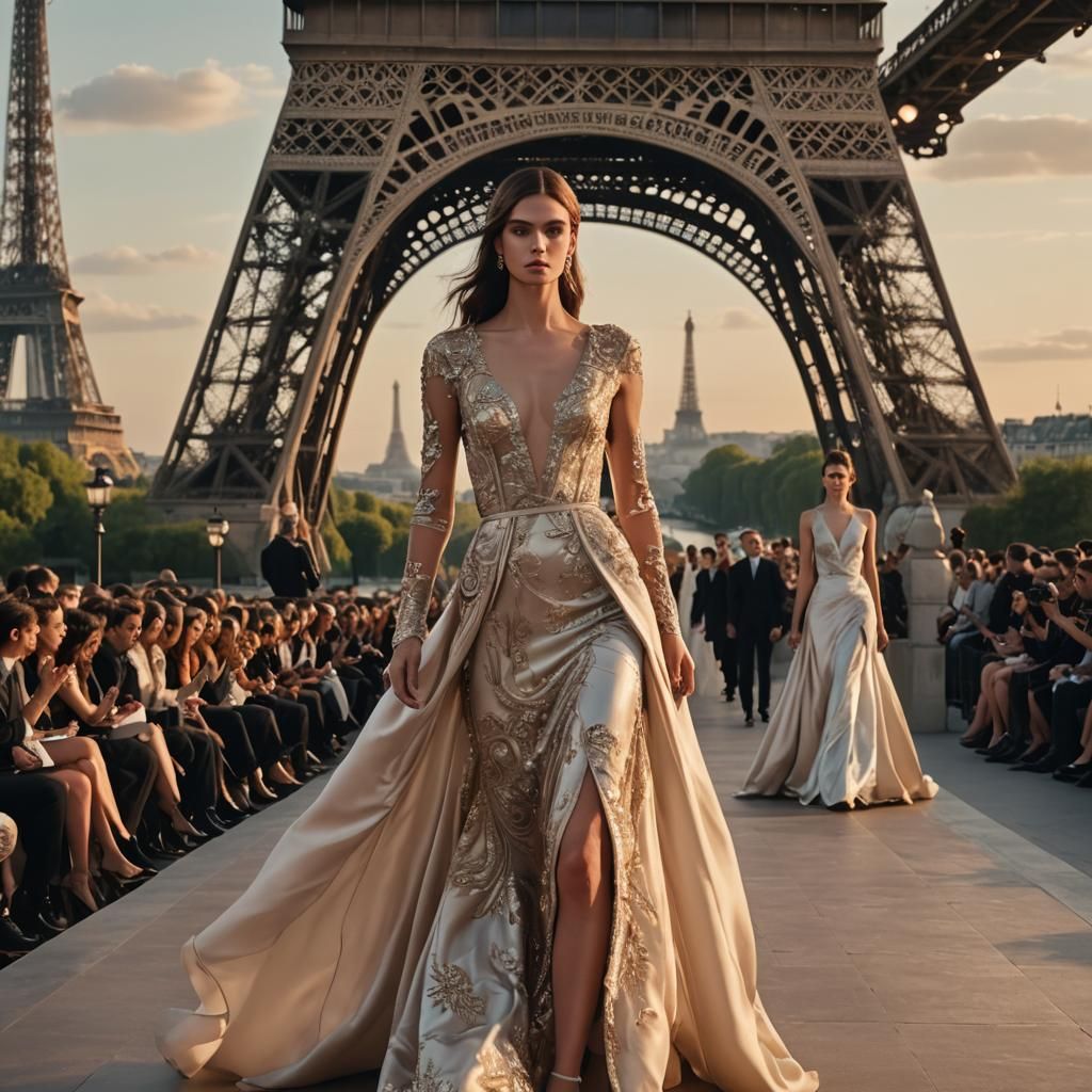 Glamorous Parisian Fashion Show at Sunset