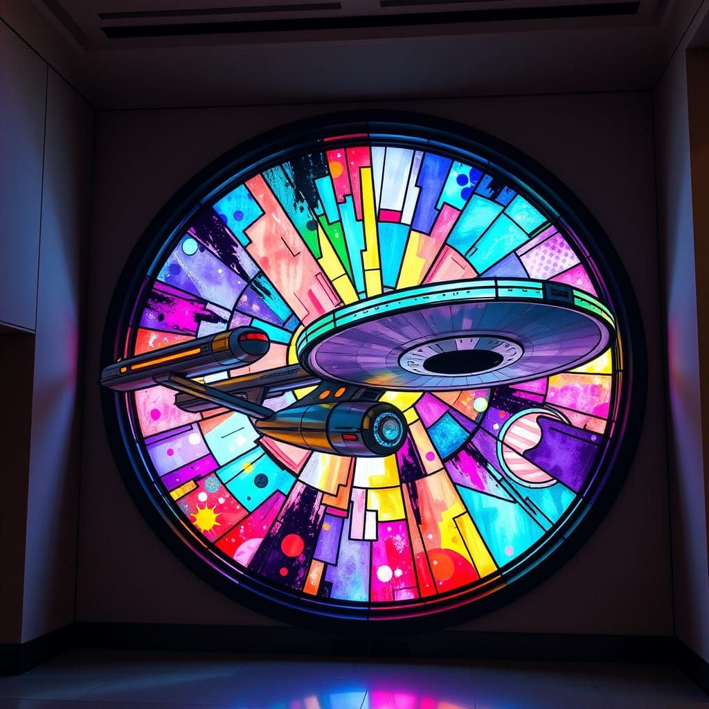 Stained Glass Enterprise NCC 1701 at Starfleet Academy