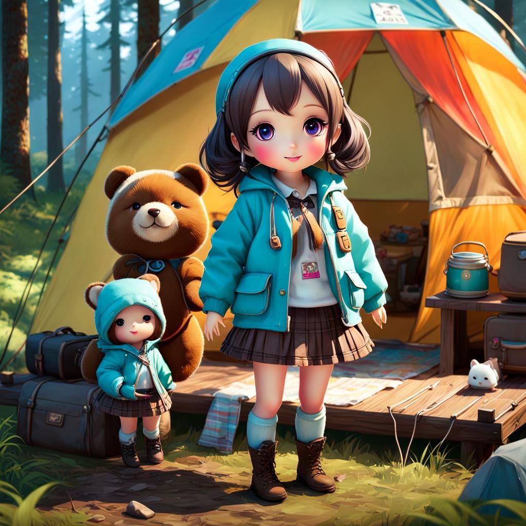 Kawaii Dolls Camping: Bright and Happy 3D Art
