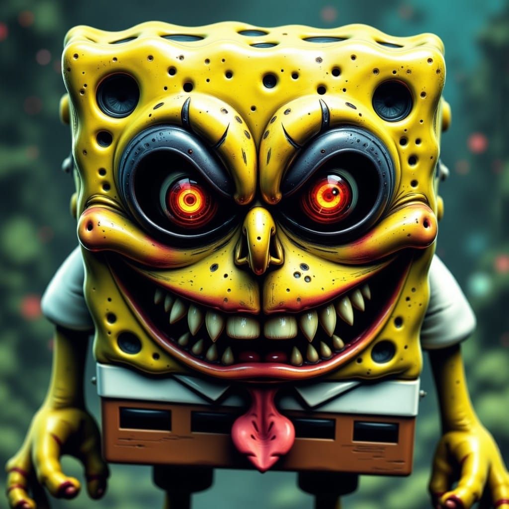 Demonic SpongeBob in Hyper-Realistic Detail