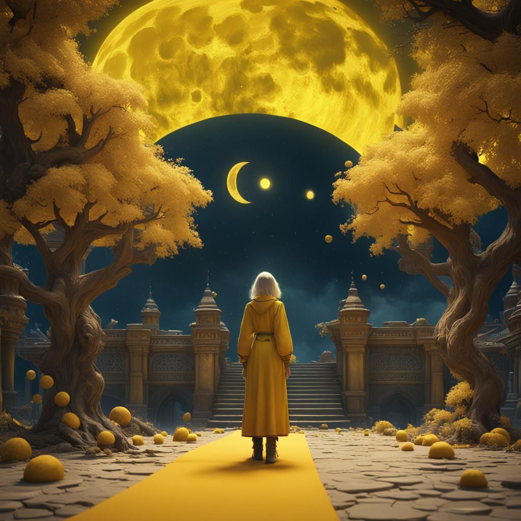 Girl in Yellow Moonlight: Fantasy Concept Art