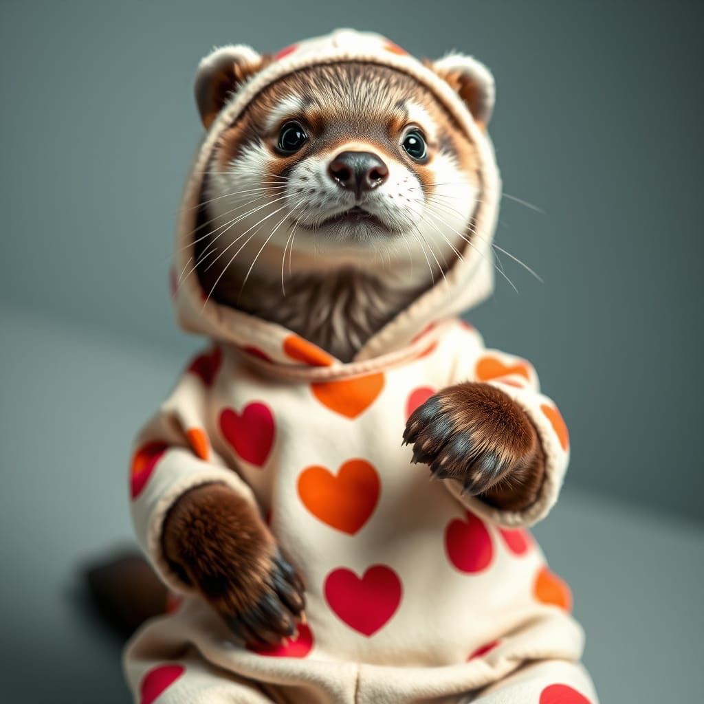 Adorable Otter Wearing a Ferret Onesie