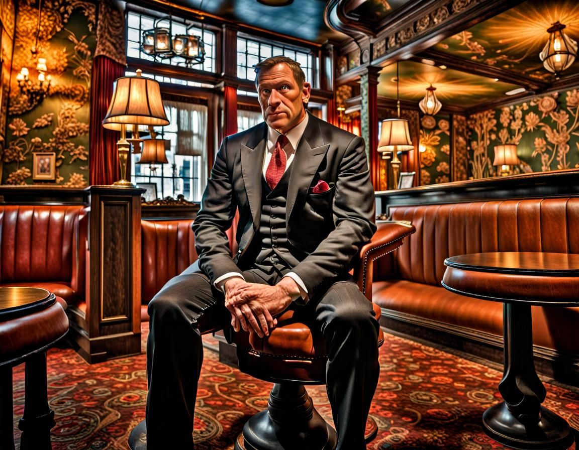 Handsome Mafia Boss Giant in 1920s Setting as 3D Art