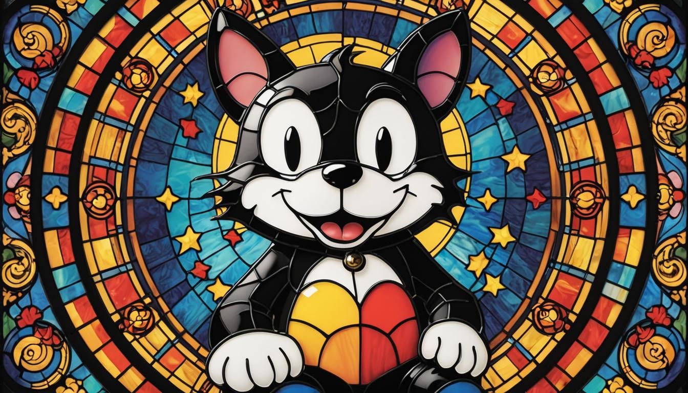 Psychedelic Stained Glass Felix the Cat