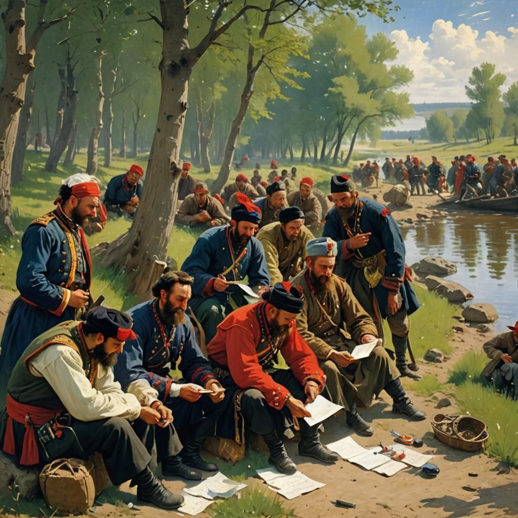 Cossacks Writing Letter to Turkish Sultan: Historical Painti...