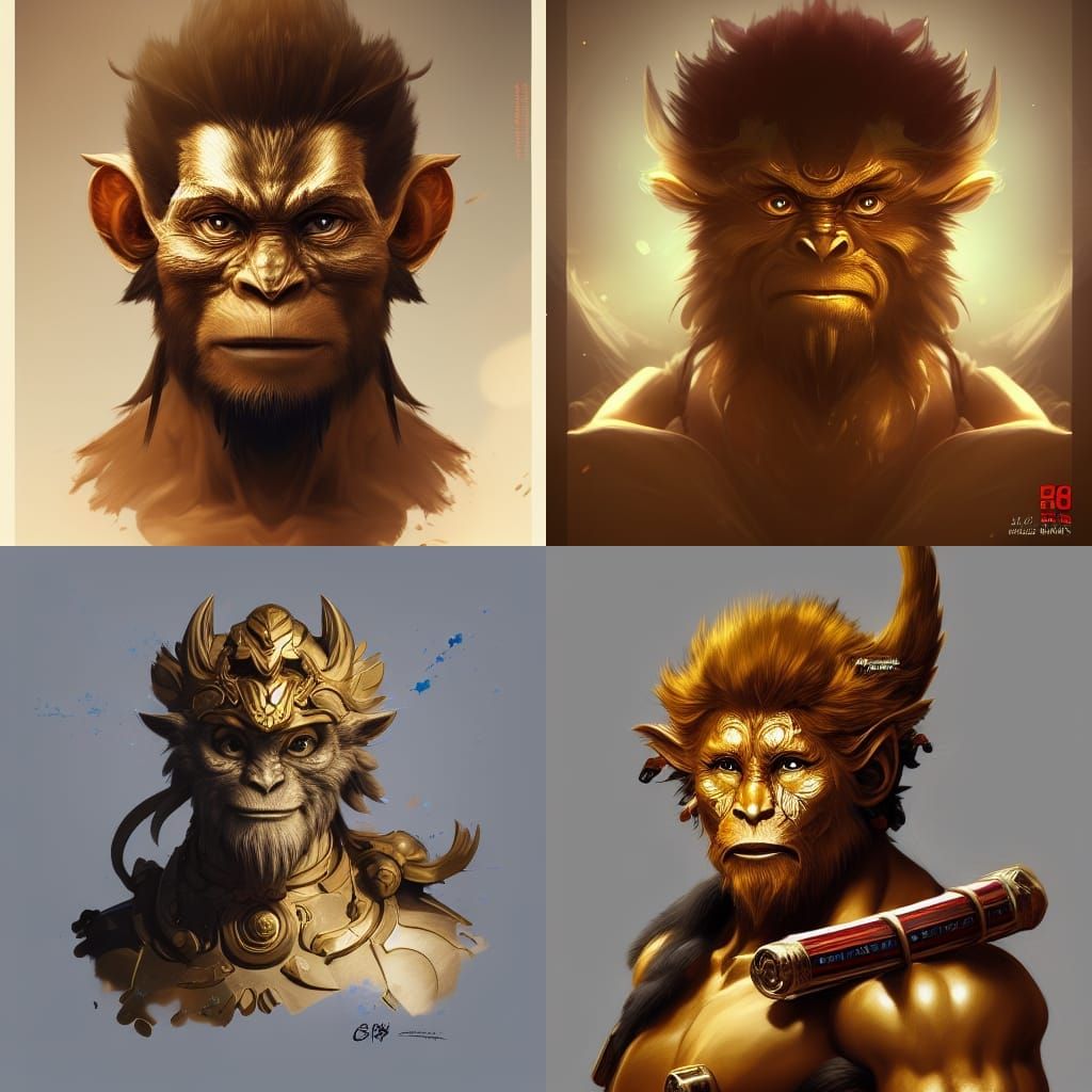 Hyperdetailed Portrait of Sun Wukong in 8K