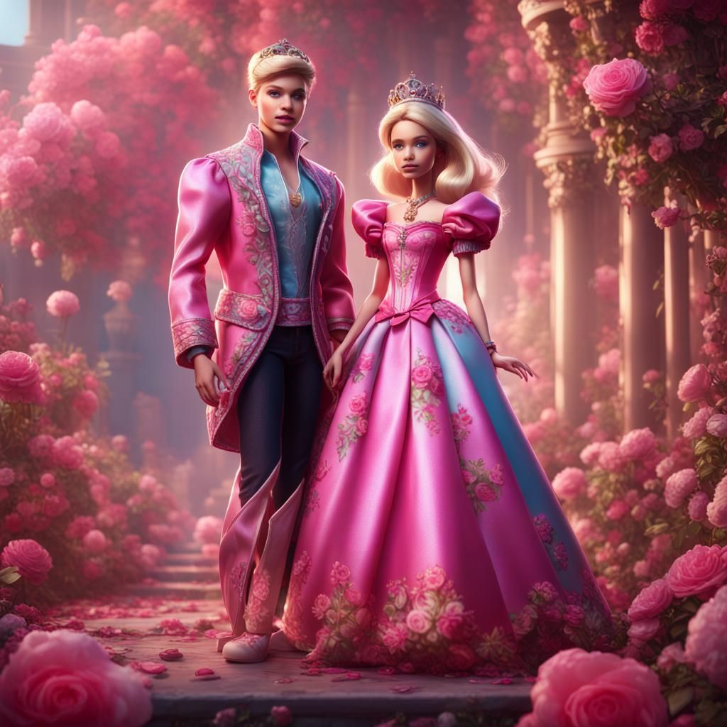 Boy Dressed as Barbie and Princess in Floral Design