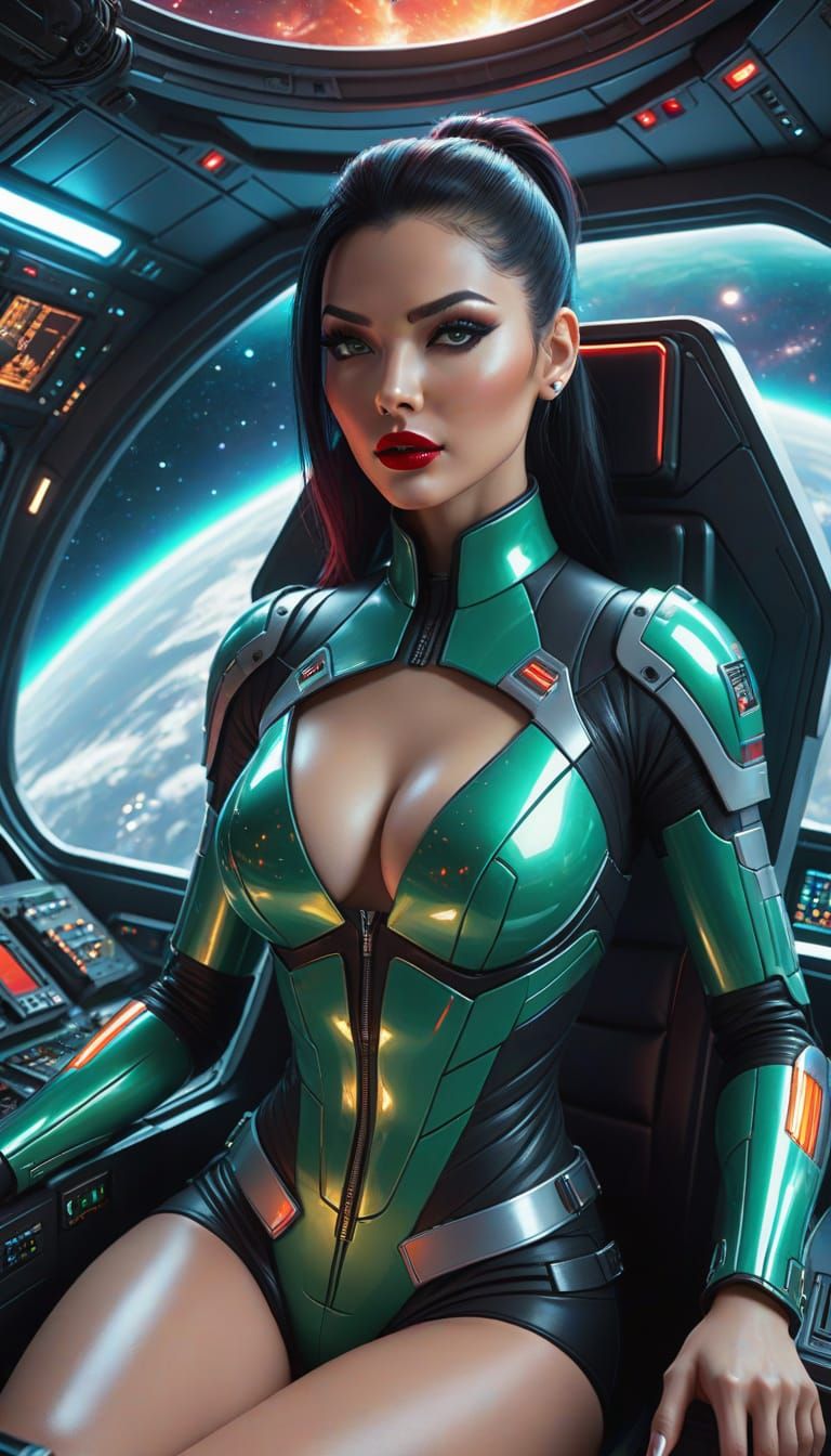 Sci-Fi Captain in Futuristic Cockpit, Cinematic Style