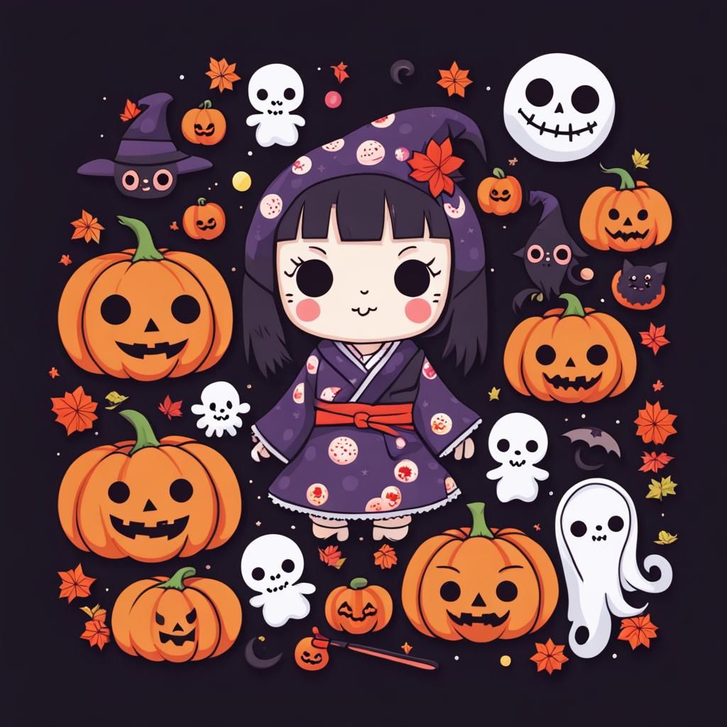 Cute Kawaii Spooky Japanese Halloween Art