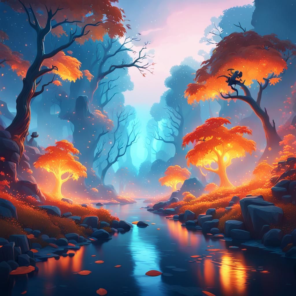 Spotify Music River in Fantasy Forest Concept Art