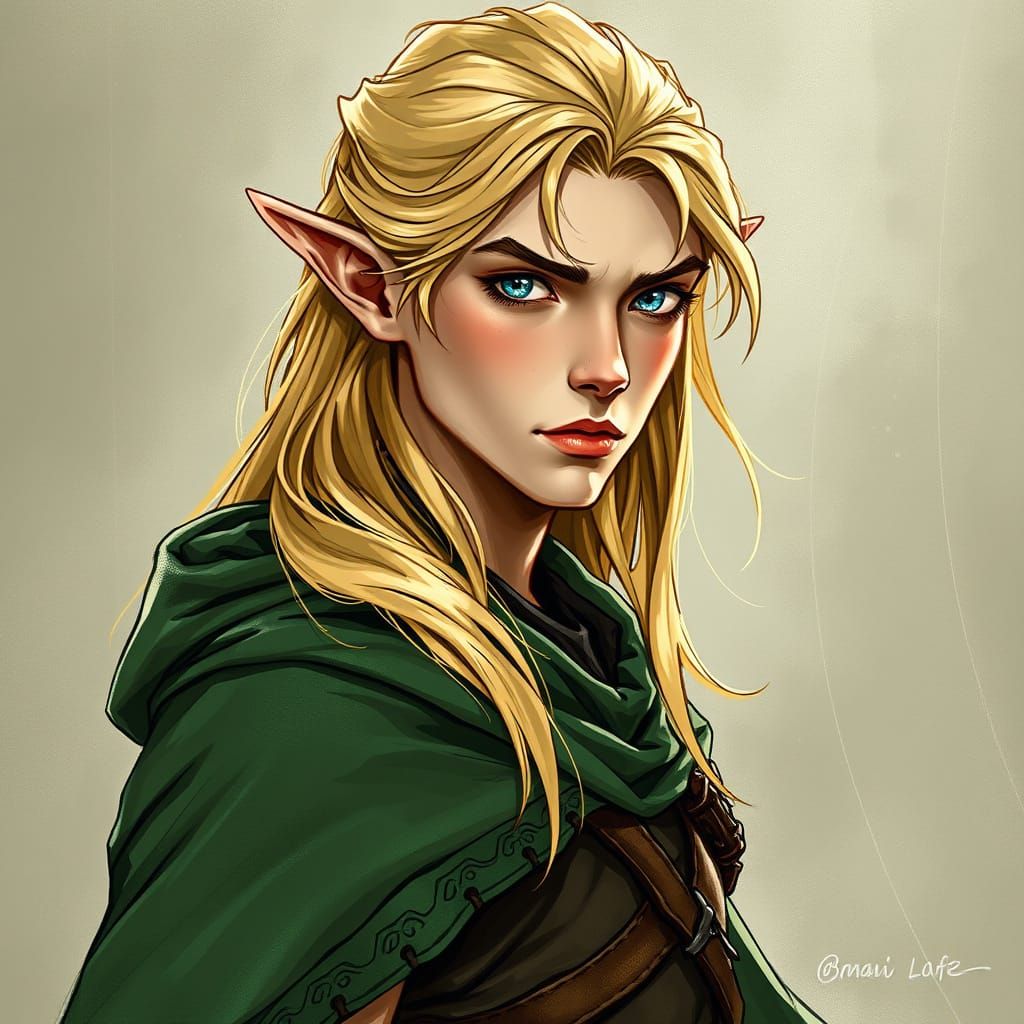 Elegant Elf in Nature-Inspired Fantasy Illustration