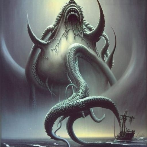 Terrifying Shoggoth with Tentacles in Surreal Style